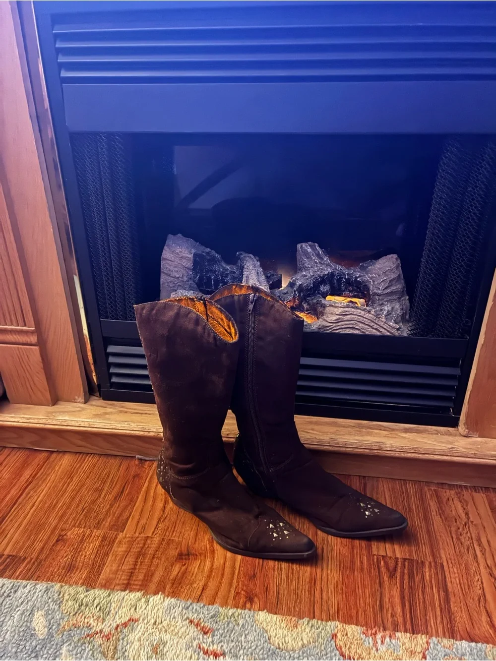 Rouge Helium Deep Plum Suede Western Knee Boots